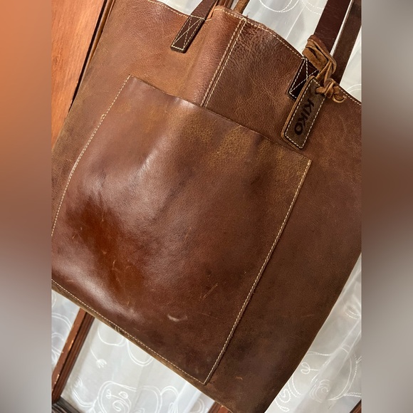 Genuine Leather KIKO Brown Leather Suede Tote Shoulder Bag Purse Like New - Picture 3 of 16